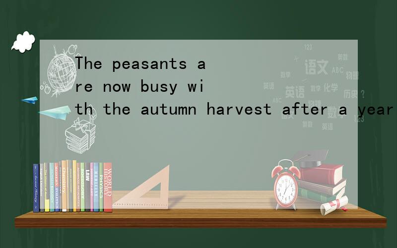 The peasants are now busy with the autumn harvest after a year of hard work.这句话主语谓语这些分别是什么