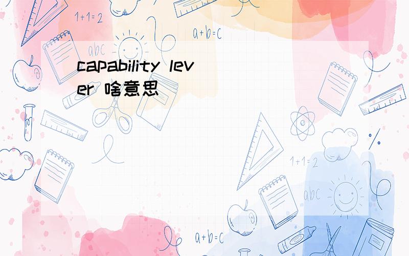 capability lever 啥意思