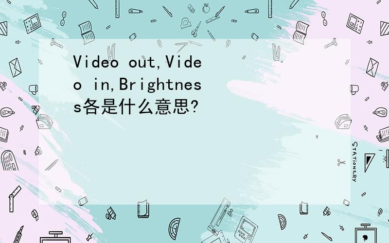 Video out,Video in,Brightness各是什么意思?