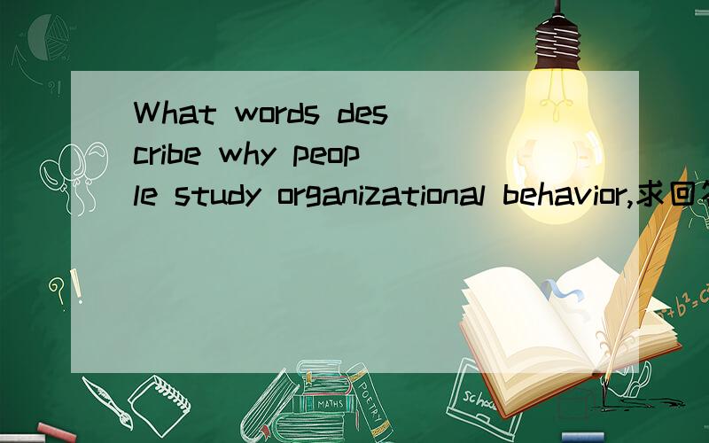 What words describe why people study organizational behavior,求回答.