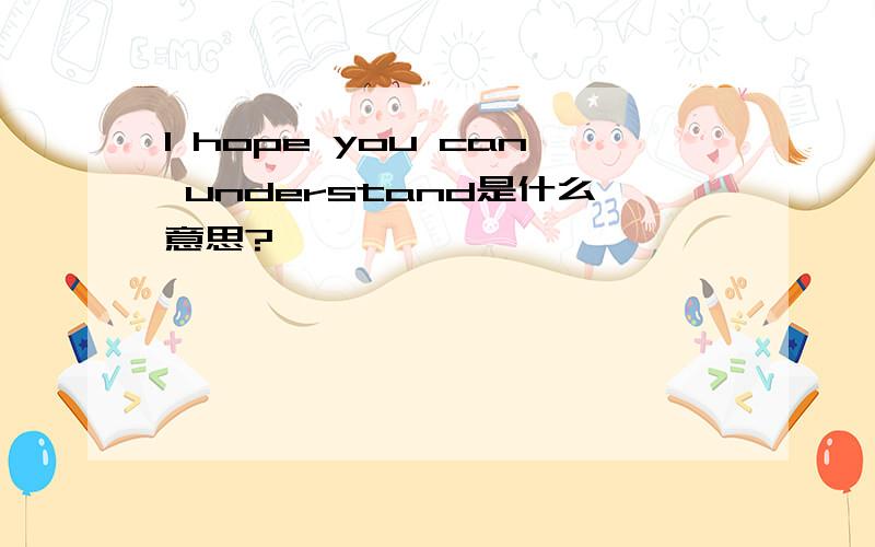I hope you can understand是什么意思?
