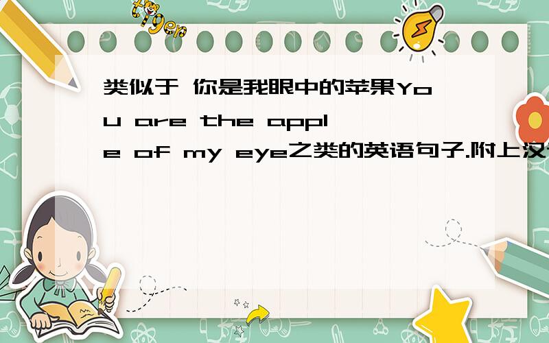 类似于 你是我眼中的苹果You are the apple of my eye之类的英语句子.附上汉语和大体意思