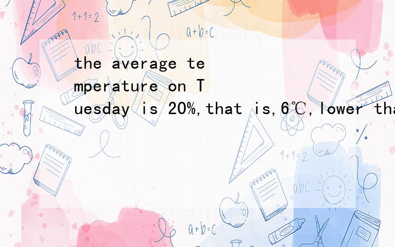 the average temperature on Tuesday is 20%,that is,6℃,lower than Monday